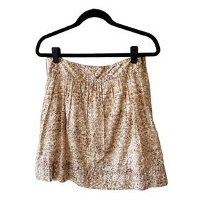 NEW Ann Taylor Loft Tan White Lightweight Summer Mini Skirt 2 Cotton